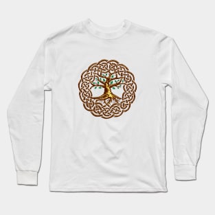 Celtic Tree of Life with green leaves Long Sleeve T-Shirt